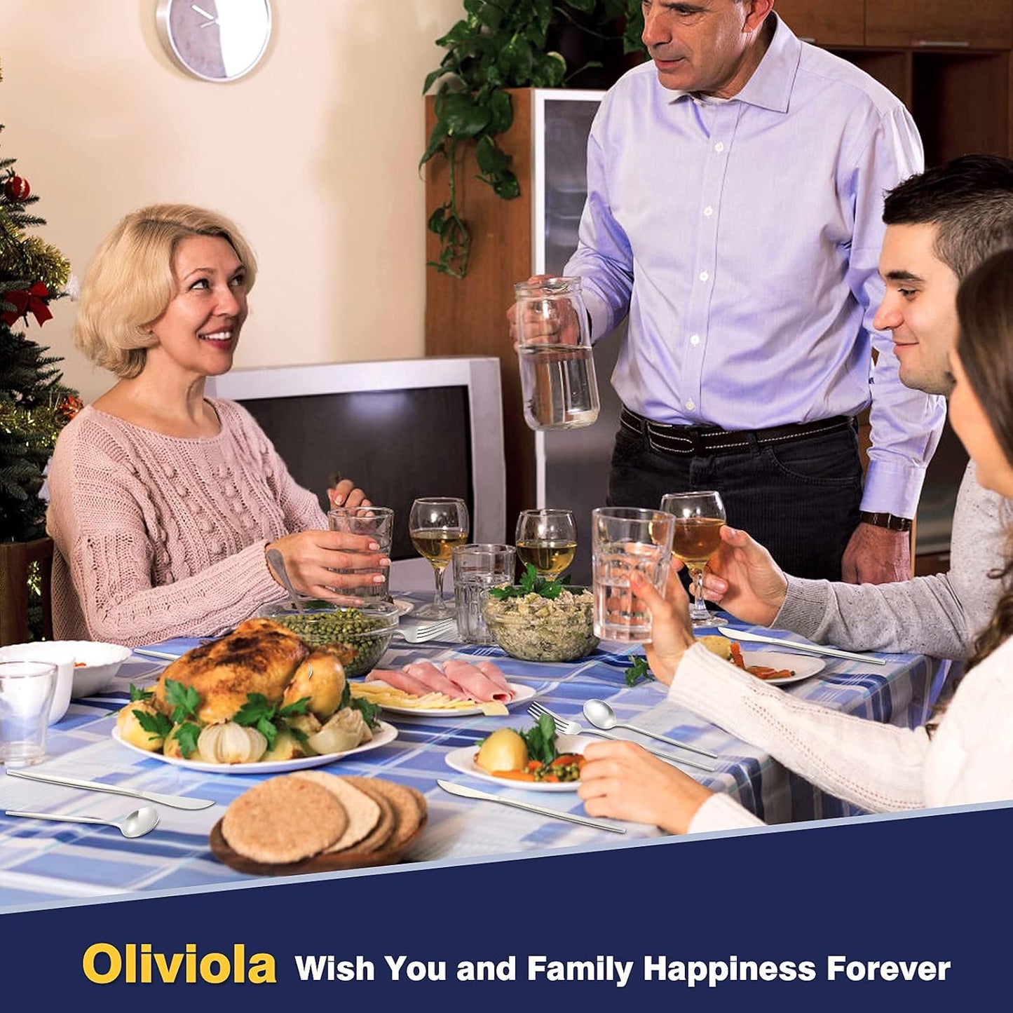 40 Pieces Silverware Set,Matte Stainless Steel Flatware Cutlery Set Service for 8, Stain Finish Kitchen Utensil Set,Include Dinner Knives Forks and Spoons Silverware, Dishwasher Safe