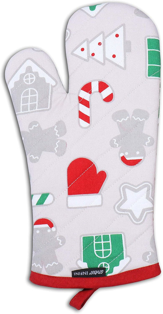 AMOUR INFINI Oven Mitts Set of 1 Quilted Liner with Hanging Loop Non Slip, Heat Resistant, Washable Reusable Oven Mitt Quilted Liner with Hanging Loop