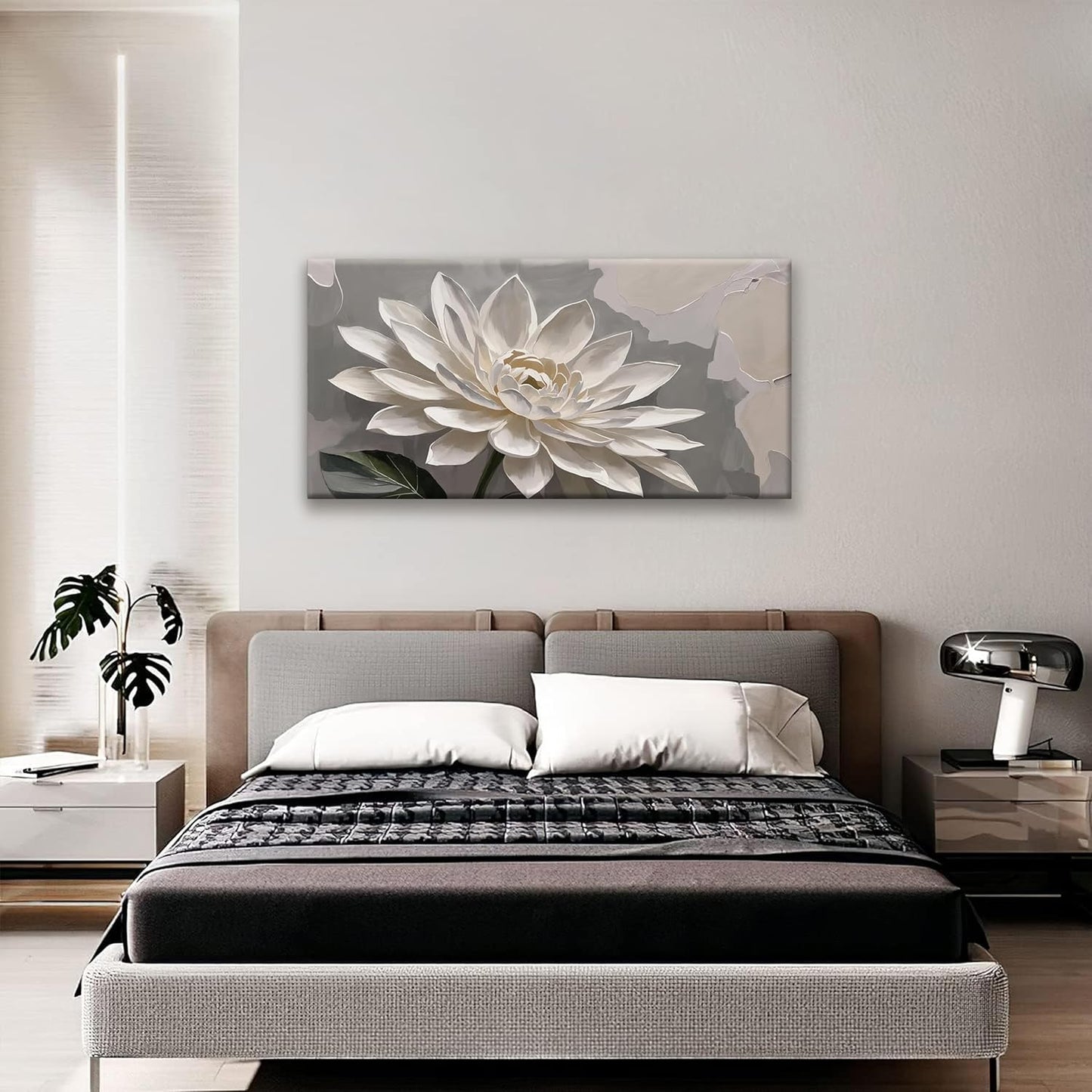 Canvas Art Wall Decor Modern Minimalist Wall Decor Flower Paintings White Flower Wall Art Prints Floral Wall Art Pictures For Bedroom Kitchen Office Artwork 20"×40"