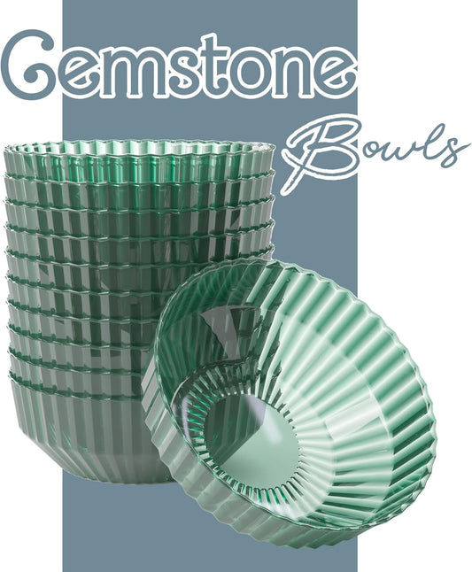 Exquisite Green Plastic Bowls Disposable - 16 Oz - 20 Count - Disposable Soup Bowls - Great for Weddings Parties And Formal Occasions