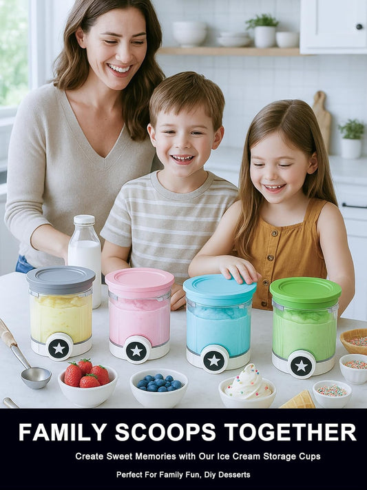 2 Pack Pint Containers Replacement for Ninja Creami Swirl NC700/NC701 Series, 16oz BPA-Free Ice Cream Pints with Lids, Leak-Proof & Dishwasher Safe (Grey/Blue)