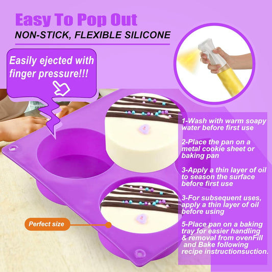 12 Cavity Silicone Chocolate Cookie Molds, Chocolate Covered Cake Molds, Baking Molds for Mini Cakes, Jelly - 2 pcs