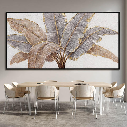 Plant Canvas Wall Art Contemporary Wall Decor Gold Pictures Textured Home Decorations 29"x58" Canvas Art for Living Room Kitchen