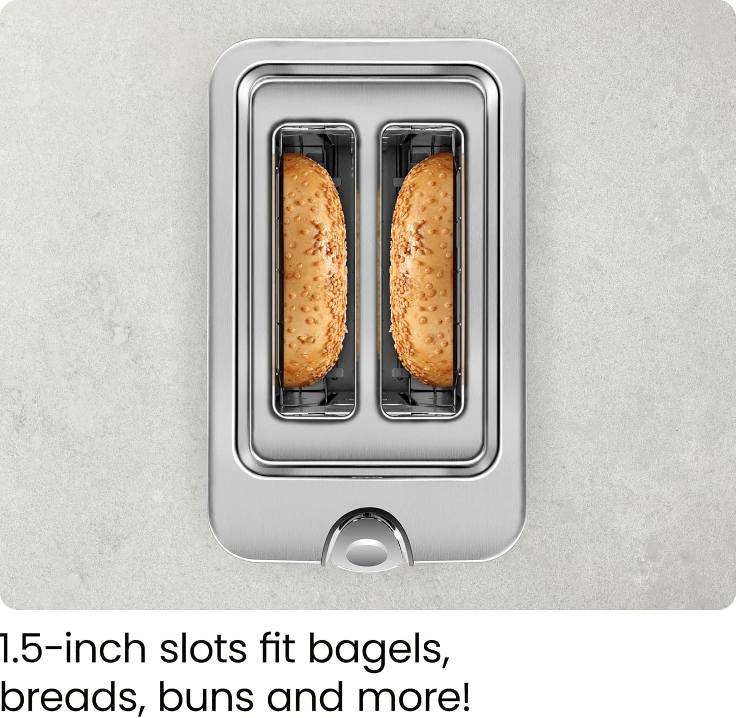 Chefman 2-Slice Digital Toaster, Pop-Up, Stainless Steel, Extra-Wide Slots For Bagels, Defrost, Reheat, Cancel Functions, Removable Crumb Tray