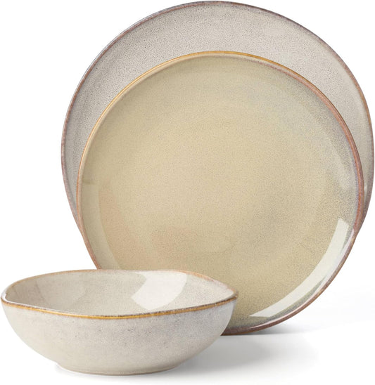 Oneida 897208 Organic Shades 12-Piece Dinnerware Set, Oatmeal