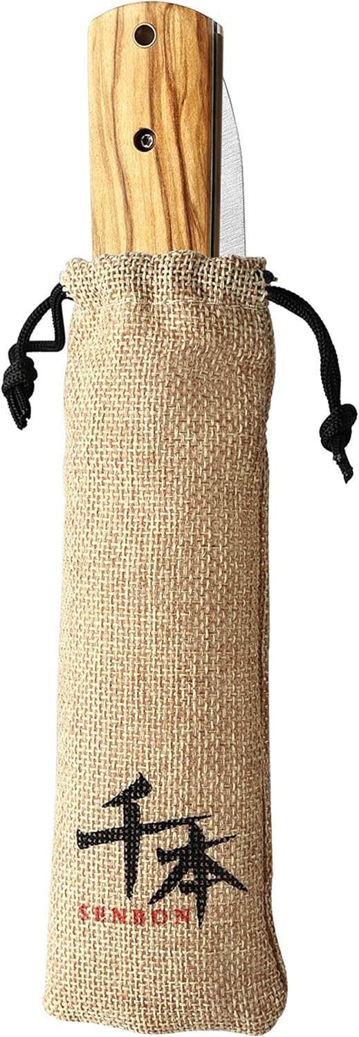 SENBON 440A stainless steel Ultra sharp pocket folding Japanese peeling utility knife Natural Olive Handle Camping trip Outdoor Portable knife