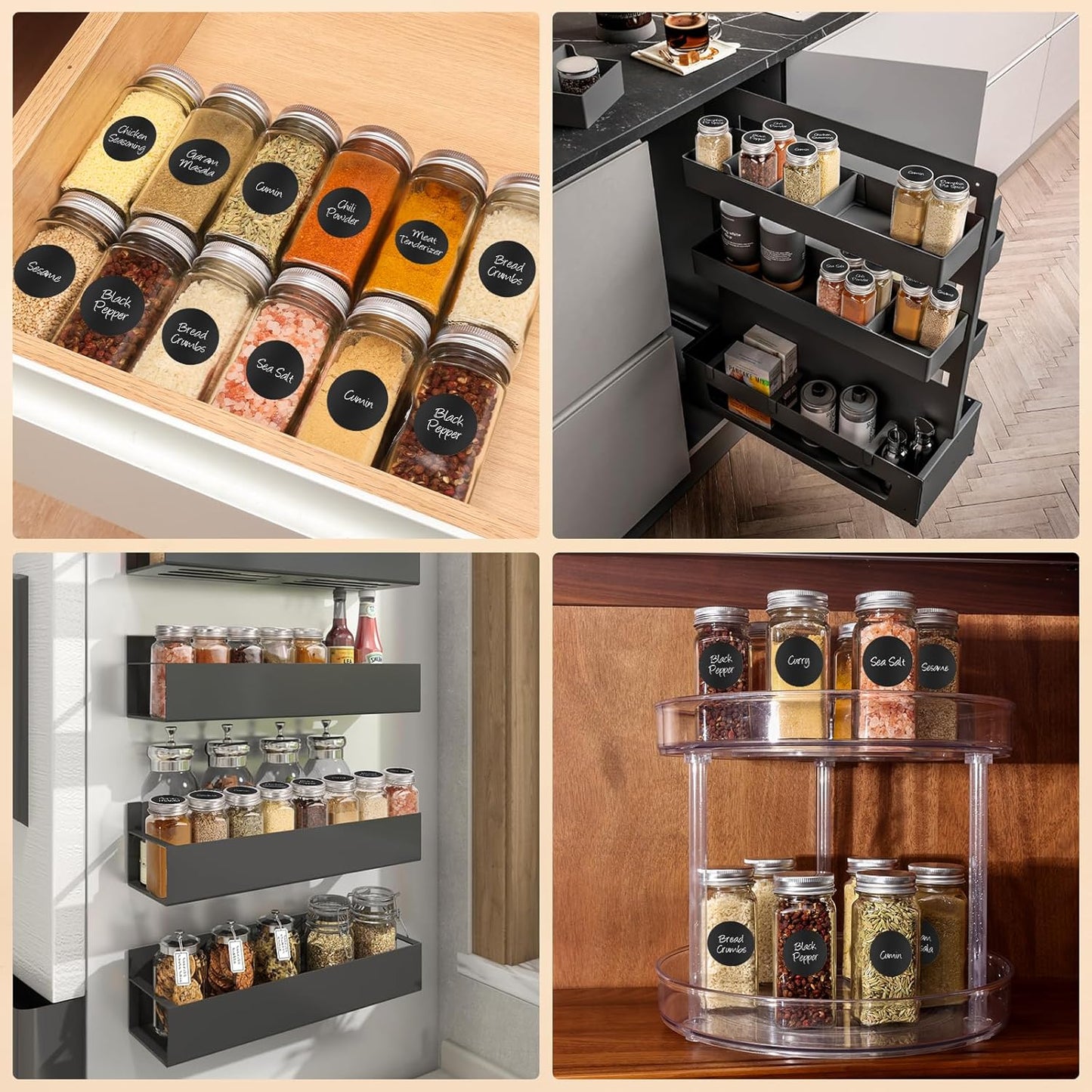 24Pcs Spice Jars with Label, 4oz Empty Square Seasoning Containers, Spice Jars with Shaker Lids, Small Spice Bottles for Salt, Herbs, Sugar, Pepper, Seasoning Jars for Spice Rack, Cabinet, or Drawer