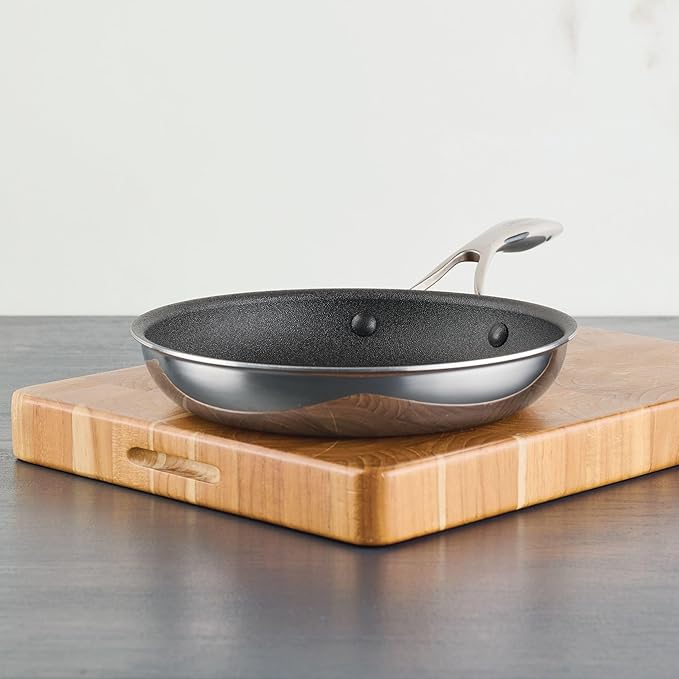 Circulon C1 Series Clad Stainless Steel with ScratchDefense Technology Cookware Nonstick Induction Frying Pan/Skillet, Metal Utensil Safe, 10 Inch Fry Pan - Polished Stainless Steel