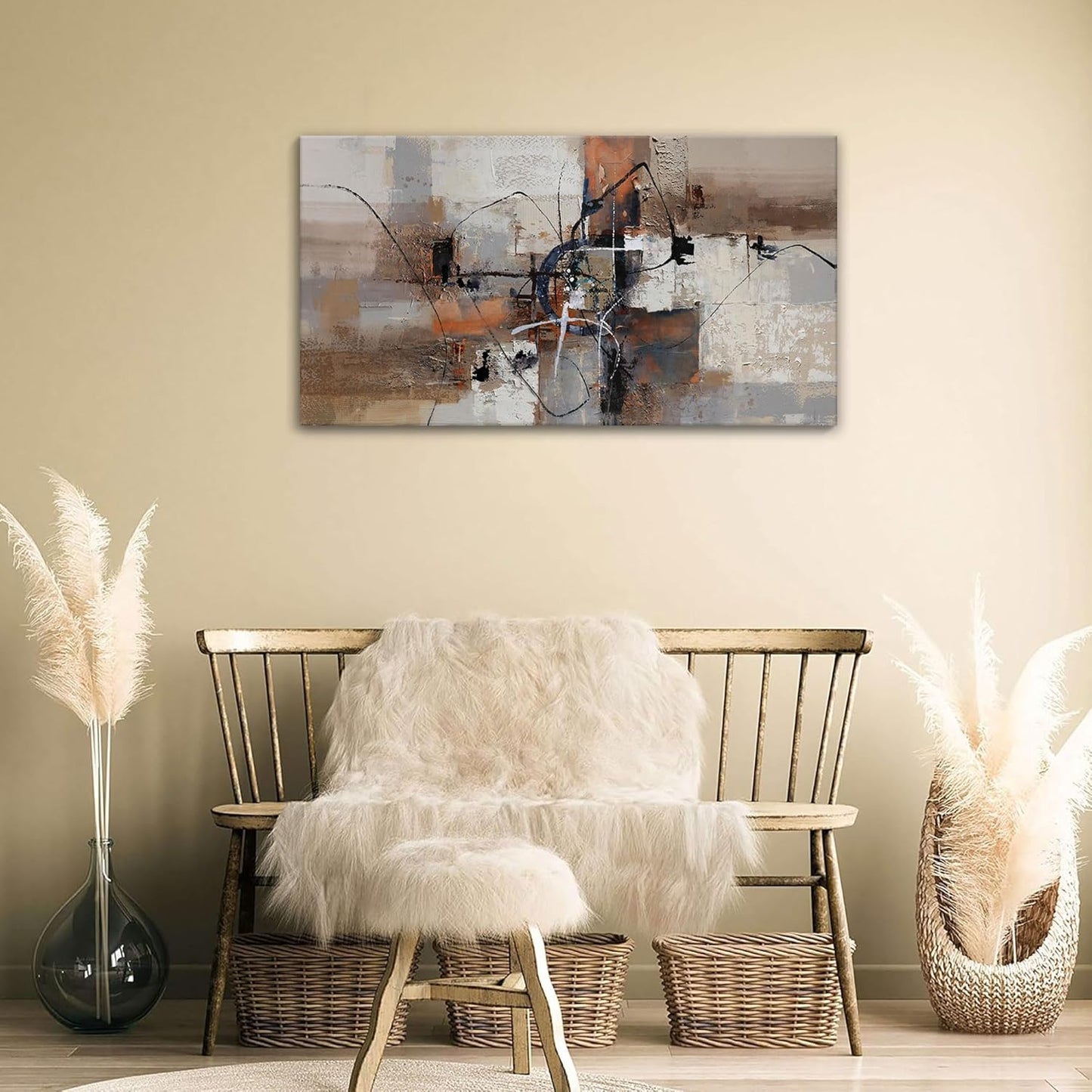 YDYSUNE Abstract Canvas Wall Art, Modern Wall Decor Painting, Brown Room Decorations, Orange Wall Art for Living Room, Bedroom, Office Artwork Wall Decor 20×40IN