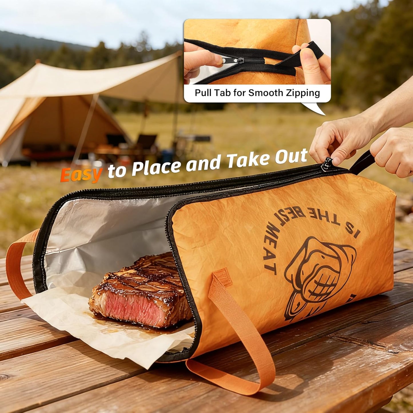 Bonviee 21" BBQ Blanket for Resting Meat, Reusable Smoker Insulated Bag with Wide Mouth for Brisket, Pork Shoulder, Turkey, Beef & Large Roasts, Keeps Meat Warm & Juicy (21in, 1PCS)