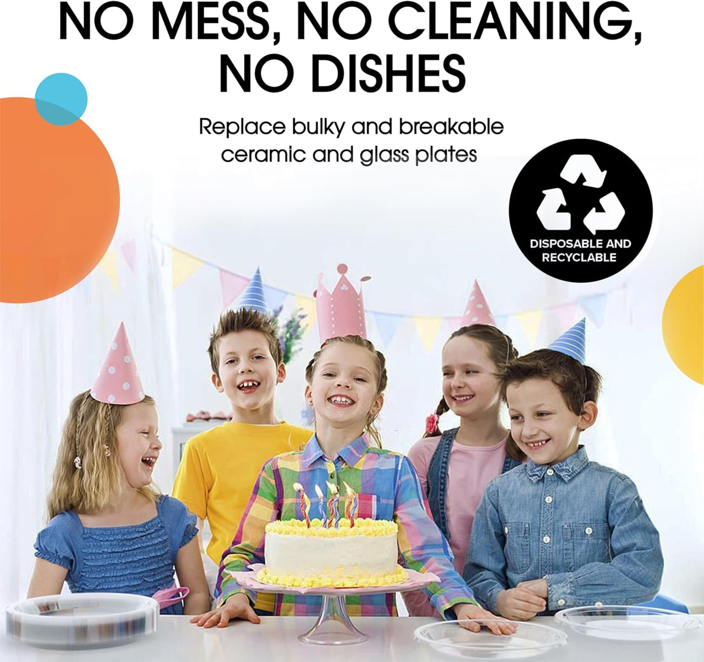 Exquisite Party Solids Clear Plastic Plates For Party Supplies 10" Clear Disposable Plates Heavy Duty 50 Pcs Plastic Dinnerware Sets Heavy Duty 350 GSM Disposable Dinnerware Set