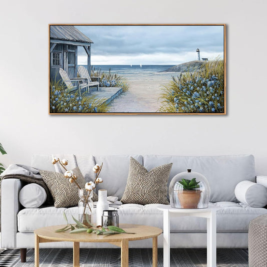 Coastal Wall Art for Living Room - Framed Vintage Wall Decor for Bedroom - Beach Canvas Artwork - Large Ocean Wall Art Beach Pictures - Ideal for Bedroom Decor Above Bed 20×40IN