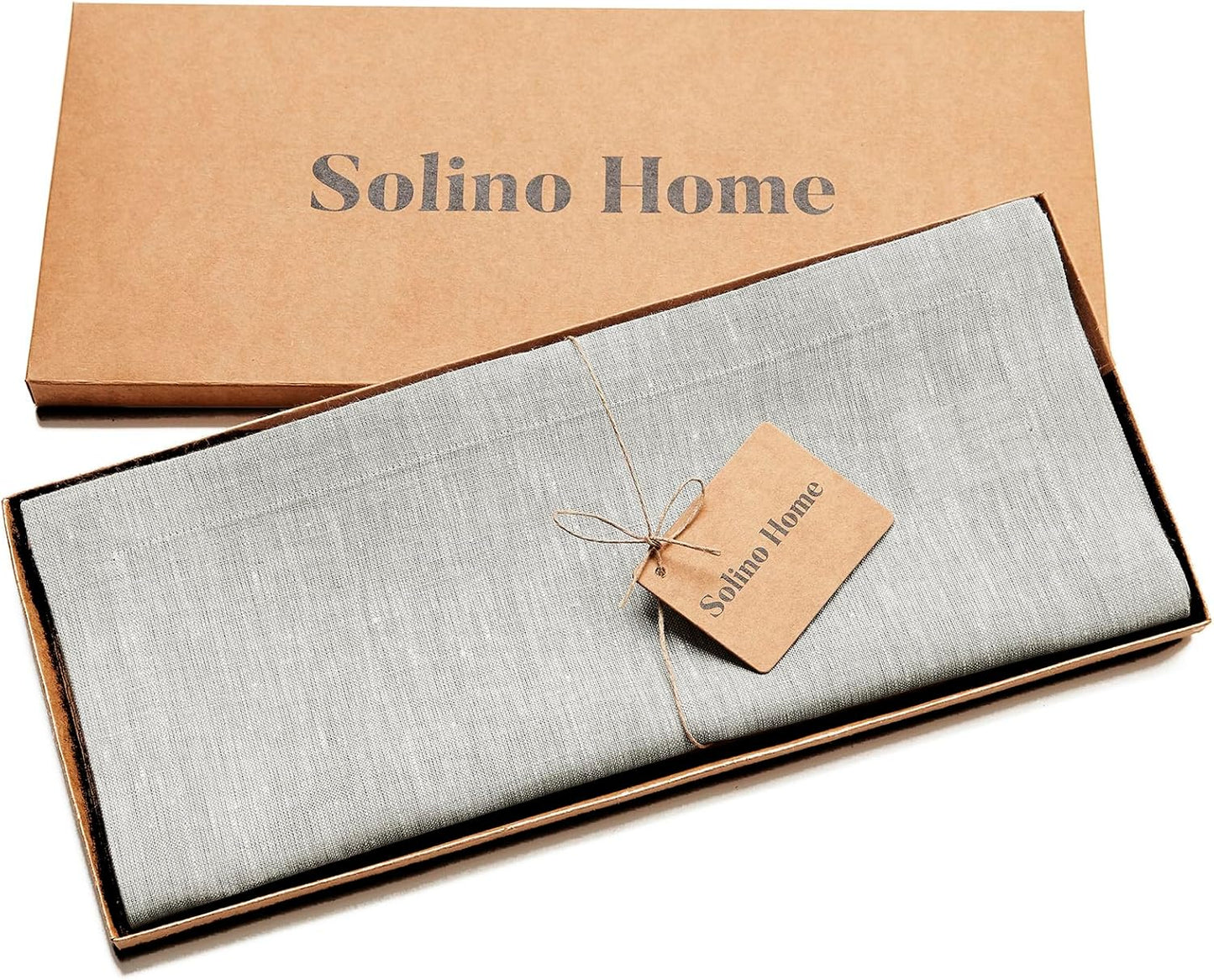 Solino Home Linen Table Runner 90 Inches Long - Athena, 100% Pure Linen Oyster Grey 14 x 90 Inch Table Runner for Dining, Fall, Autumn, Halloween, Thanksgiving, Holiday