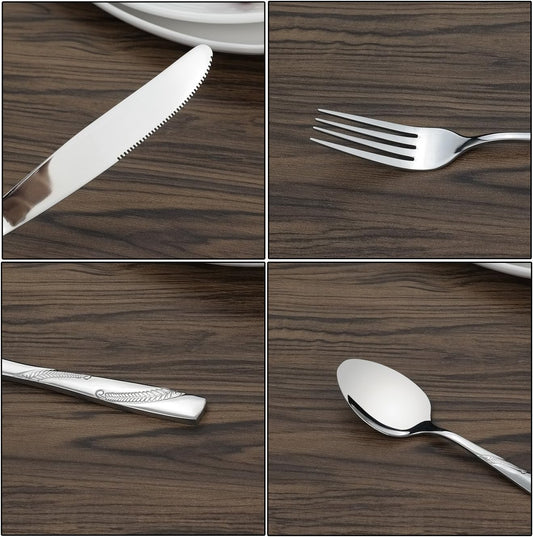 30 Pieces Stainless Steel Flatware Cutlery Silverware, Service for 6