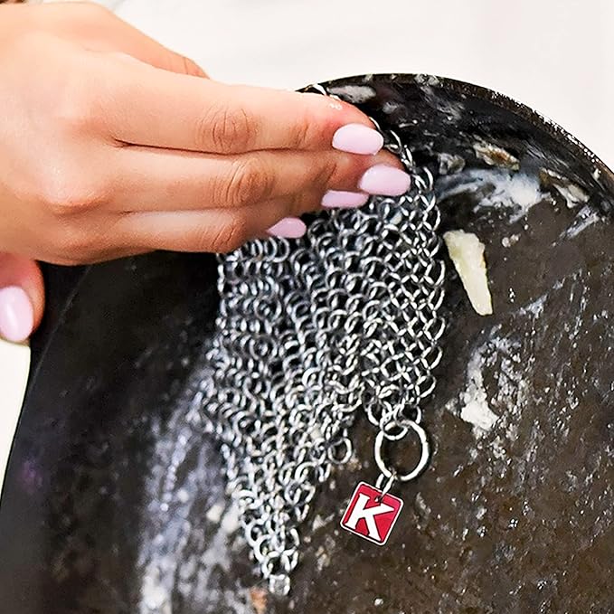 Knapp Made CM Scrubber 6" Small Ring Cast Iron Scrubber - Cast Iron Cleaner for Hard Anodized Cookware, Pre-Seasoned Pans, Dutch Ovens, Iron Pans, Grills and Skillet. Chain Mail Scrubber Cast Iron