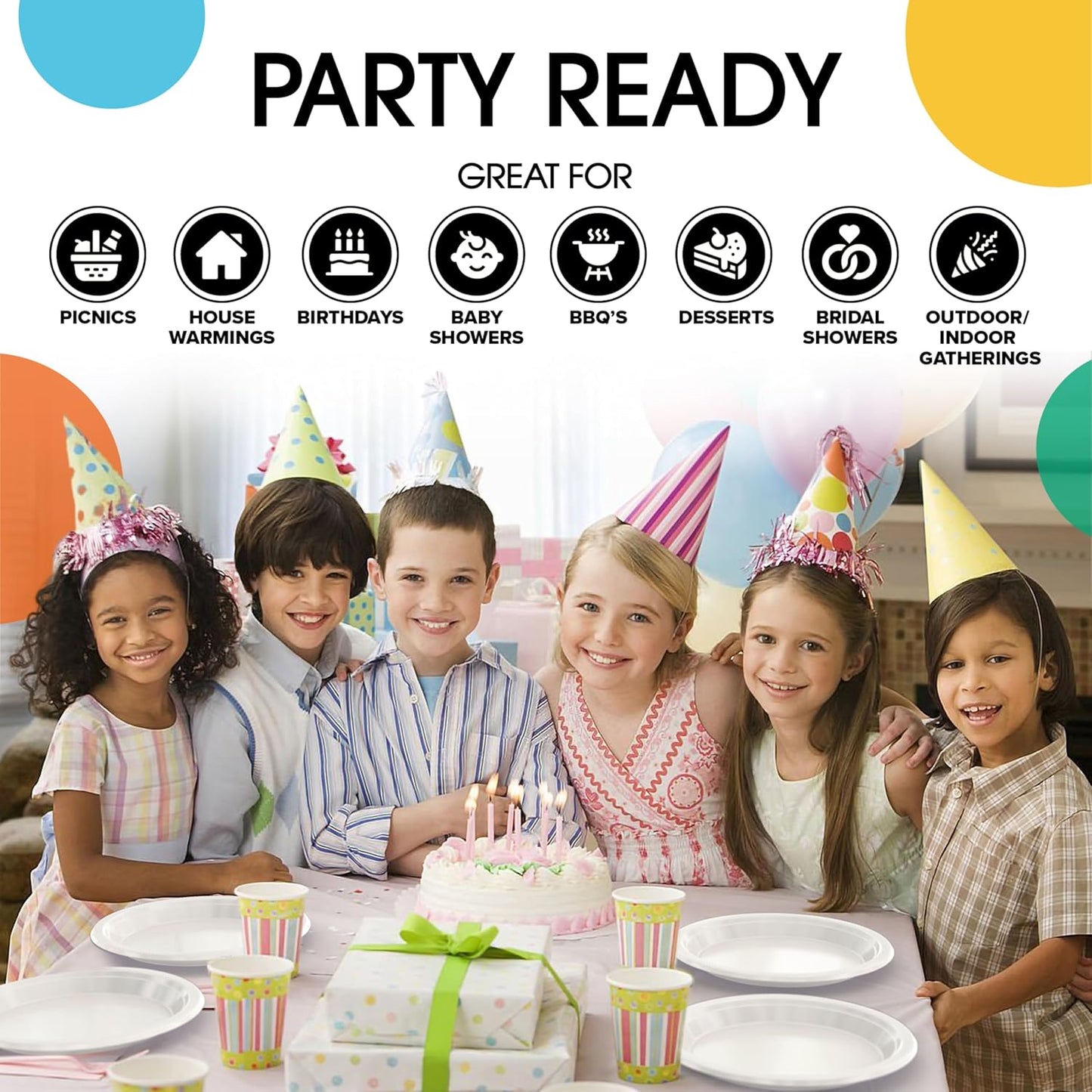 Exquisite Party Solids White Plastic Plates For Party Supplies 10" White Disposable Plates Heavy Duty 50 Pcs Plastic Dinnerware Sets Heavy Duty 350 GSM Disposable Dinnerware Set