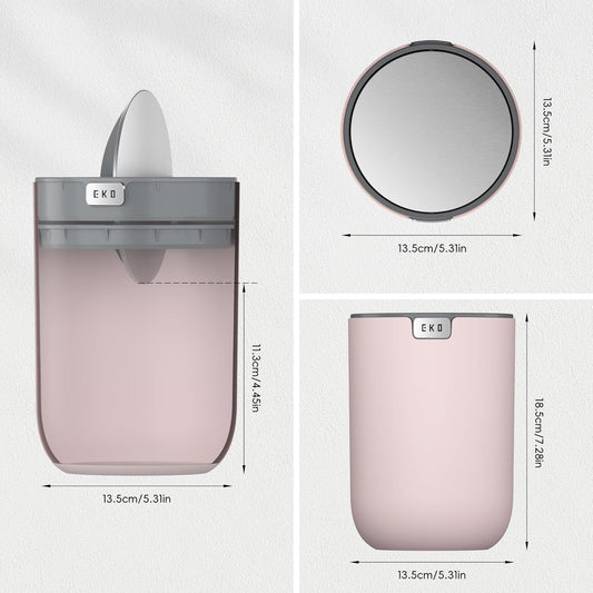 EKO Fandy 0.58 Gal/2.2L Mini Trash Can with Lid, Swing-Top Desktop Trash Can for Bathroom, Countertop, Vanity, Desk or Office, Small Garbage Bin (Pink)