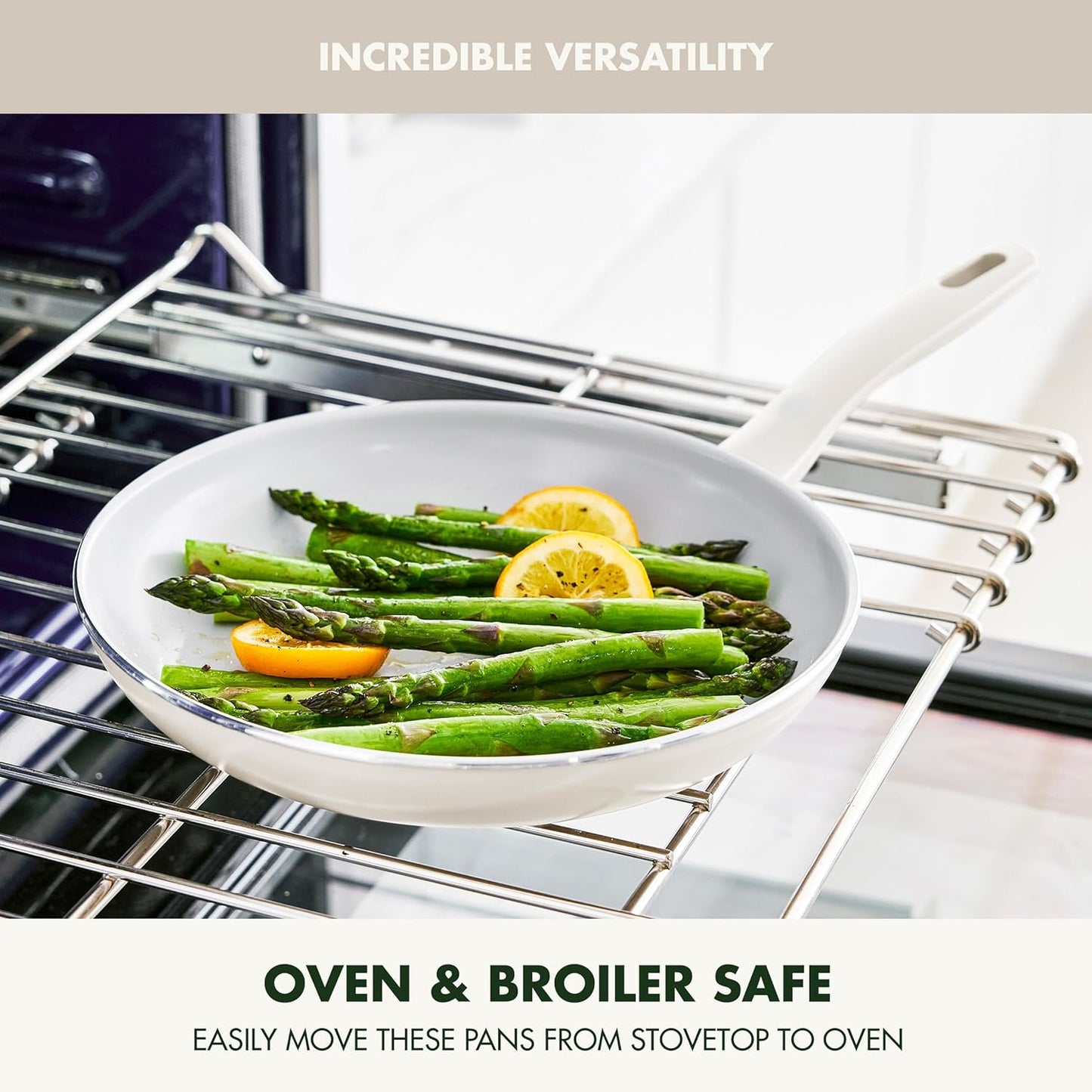 GreenPan Dover 8” Frying Pan Skillet with Spatula, Non-Toxic PFAS-Free Ceramic Nonstick Coating, Sear Saute Fry Egg Omlete, Dishwasher & Oven Safe, Stay Cool Handle, Easy Pour Rims, Cream White