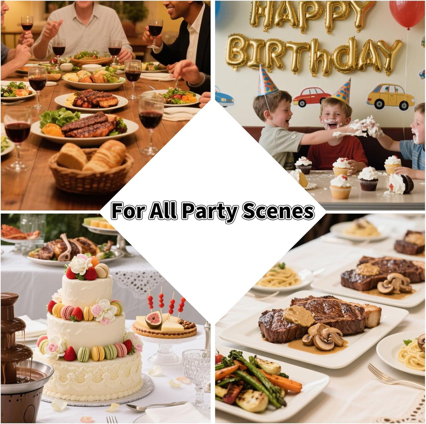 10 Piece Gold Serving Utensils, Amafox Stainless Steel Catering Serving Utensils Set Include Large Spoons, Slotted Spoons, Forks, Appetizer Tongs 9'', Cake Server, Butter Knife, for Daily Use