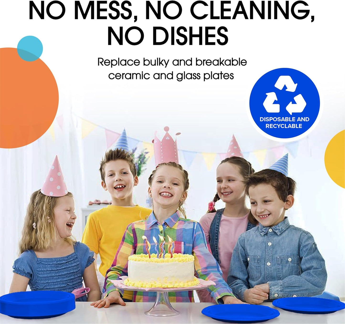 Exquisite Party Solids Dark Blue Plastic Plates For Party Supplies 7" Dark Blue Disposable Plates Heavy Duty 50 Pcs Plastic Dinnerware Sets Heavy Duty 350 GSM Disposable Dinnerware Set