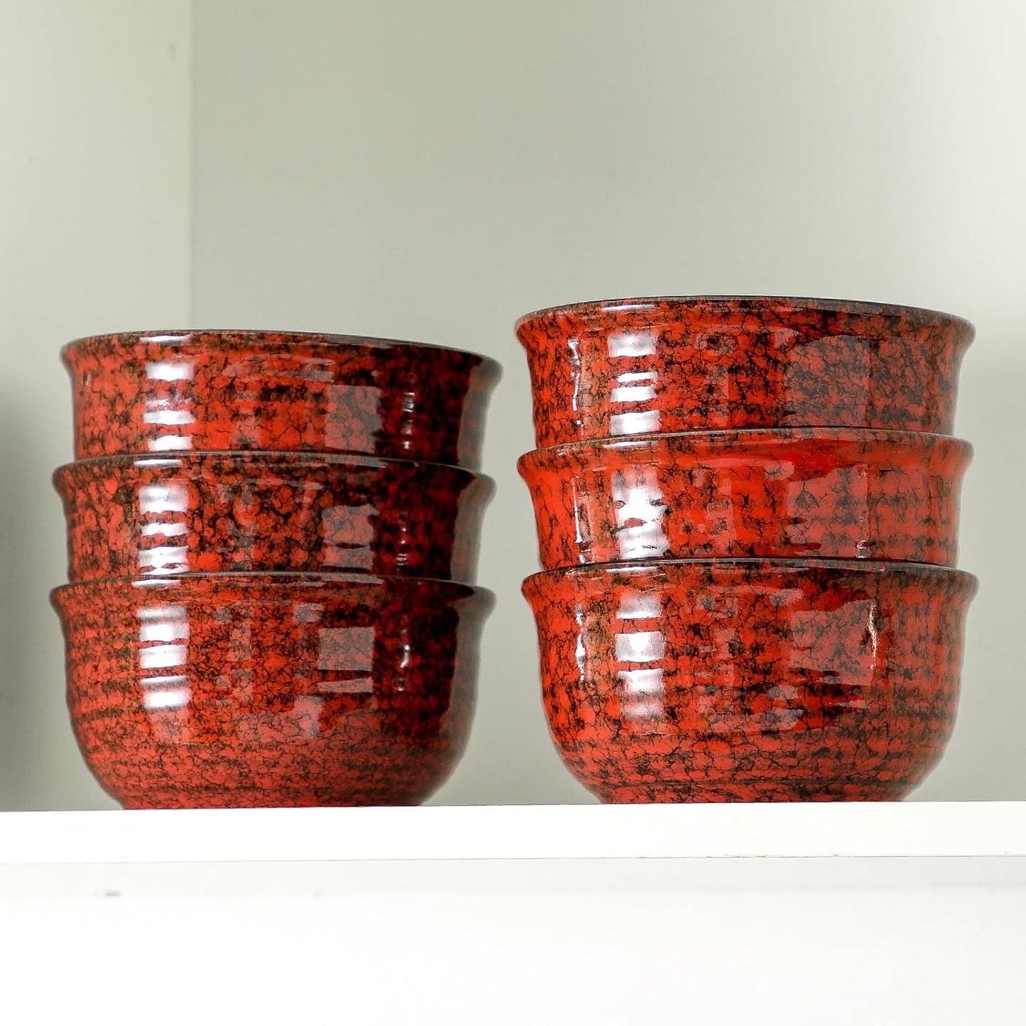 HASENSE 20 Ounces Cereal Bowls, Ceramic Soup Bowls Set of 6, Snack Bowls for Kitchen, Salad, Pasta, Rice, Oatmeal, Microwave & Dishwasher Safe, Red