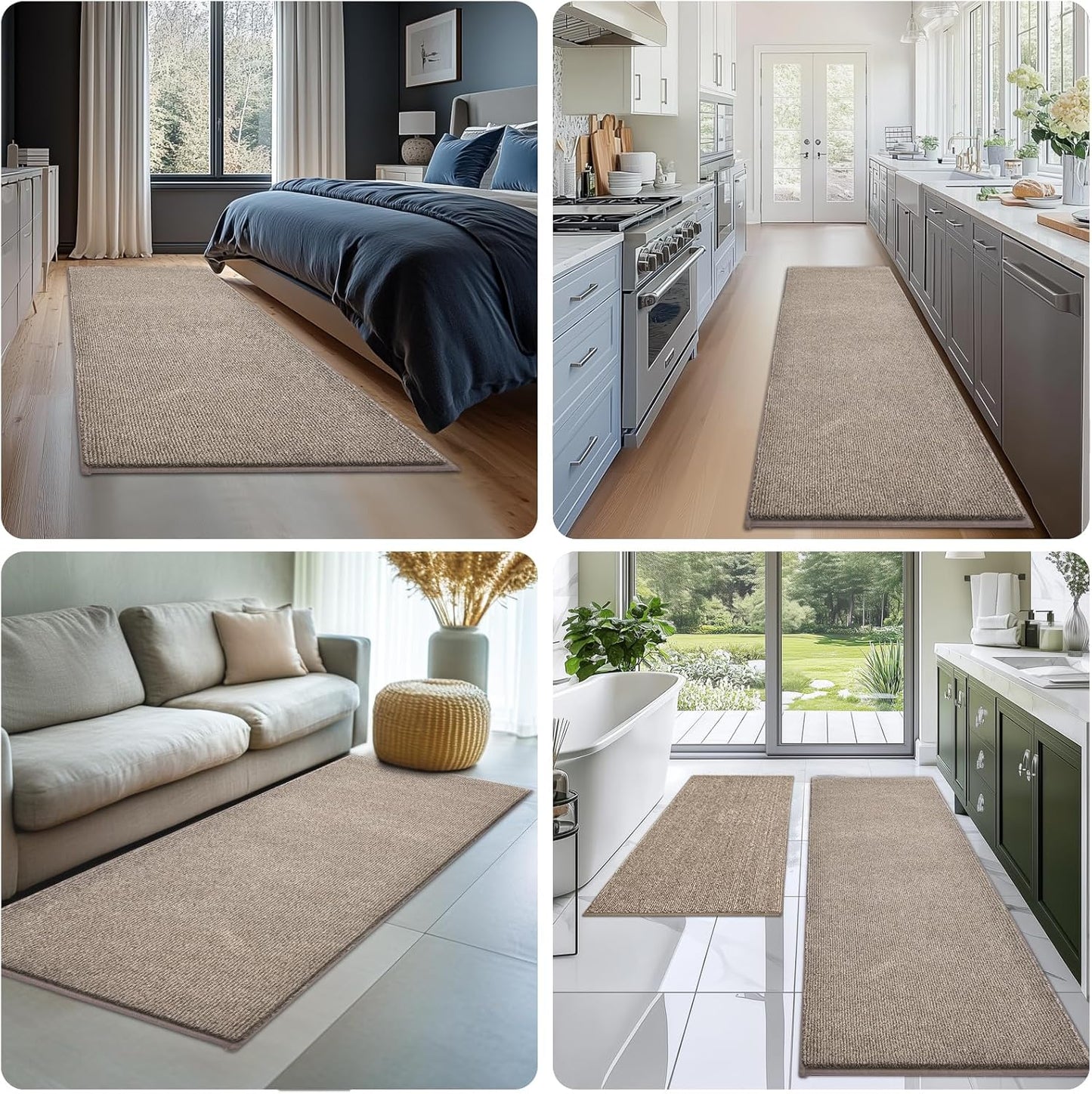 Washable Kitchen Rug 24" x 35.5" / 60cm x 90cm, Non Slip Kitchen Mat for Floor, Absorbent Indoor Entryway Rug for Laundry, Bathroom, Bedroom