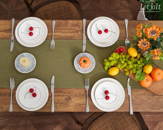 Letjolt Olive Green Table Runner 72 Inches Rustic Farmhouse Table Runner Cotton Runner Plain Table Decor