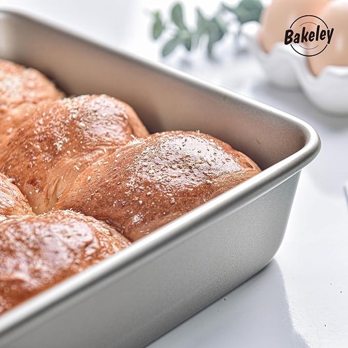 13-Inch Nonstick Rectangle Cake Pan, Deep Dish Loaf Pan for Baking, Roasting, Bread, Jelly Roll, Pizzas, Pastries 13.7" x 9.76" X 2.36"(Champagne Gold)