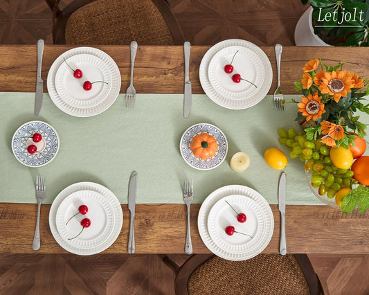 Letjolt Sage Green Table Runner 72 Inches Rustic Farmhouse Table Runner Cotton Runner Plain Table Decor