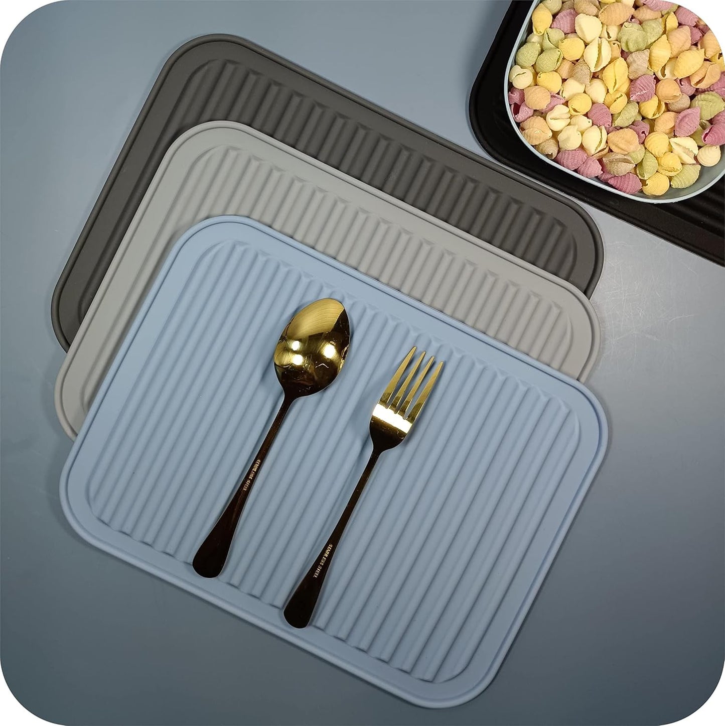 Silicone Trivets Set 2, Heat Resistant Hot Pads for Kitchen Counter, Multi-Purpose & Versatile Trivets Mats, Silicone Pot Holder 9"X12" Black