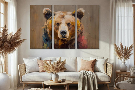 Wildlife Canvas Prints - Wild Animals Home Decor - Medium, Large, and Extra Large Wall Art for Living Room, Bathroom, Kitchen (Street Art Spirit, 31L" x 47W" - 3 Panels)