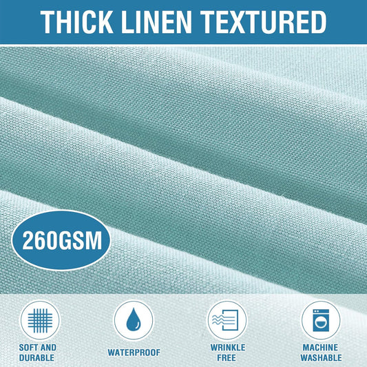 H.VERSAILTEX Linen Textured Table Cloths 60 x 120 Inch Premium Solid Tablecloth Spill-Proof Waterproof Table Cover for Dining Buffet Feature Extra Soft and Thick Fabric Wrinkle Free, Aqua