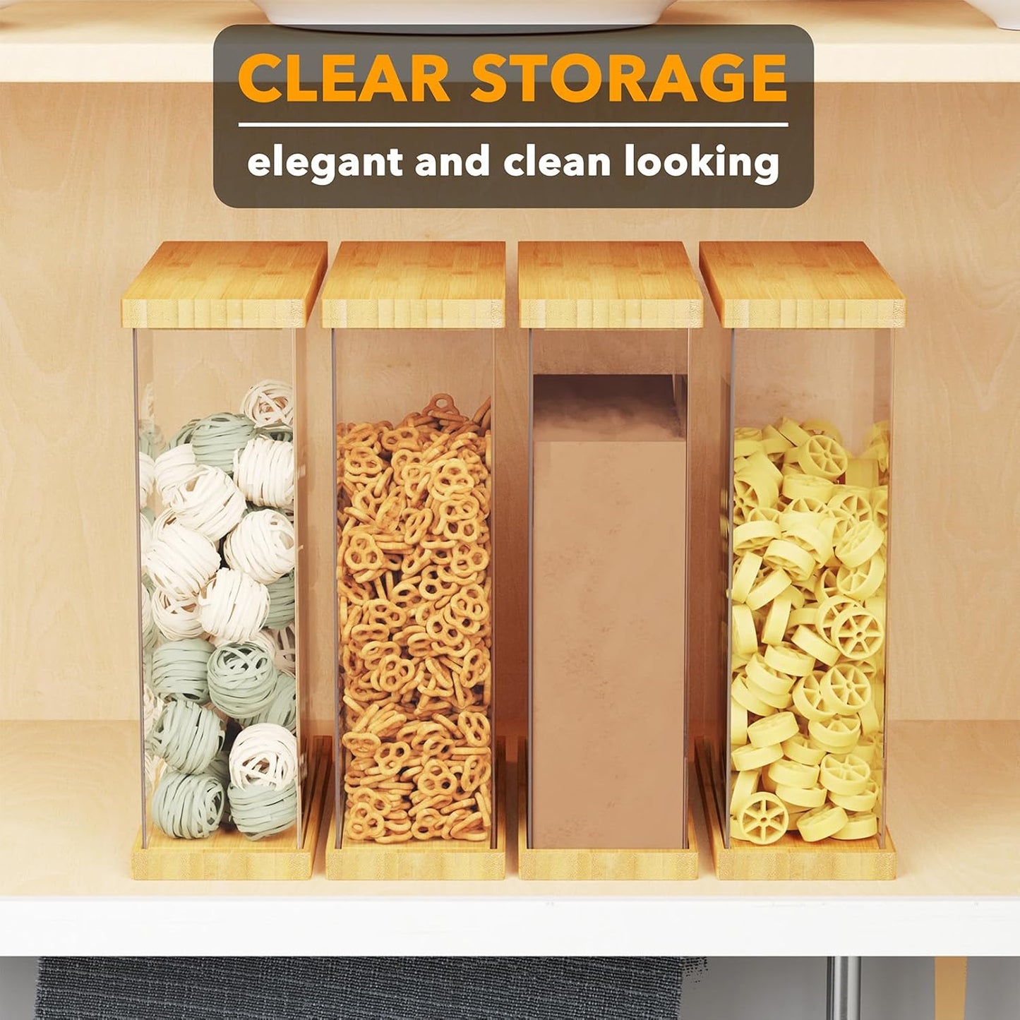 SpaceAid Bamboo Food Storage Container - Airtight Cereal Containers with Lids, Kitchen Cereal Canisters Pantry Organizers and Storage for Rice, Flour, Coffee, Snack, Medium 1 Pack