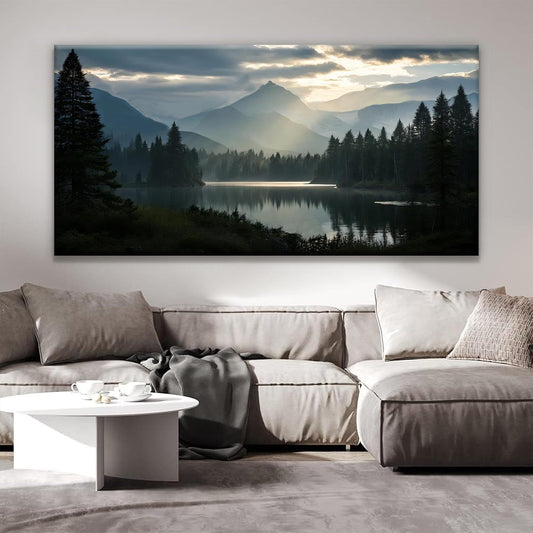 Wall Art For Living Room Large Size Canvas Art Wall Decor For Office Modern Bedroom Decorations Forest River Landscape Pictures Paintings Artwork Wall Mural Aesthetic Artwork 29x58 In