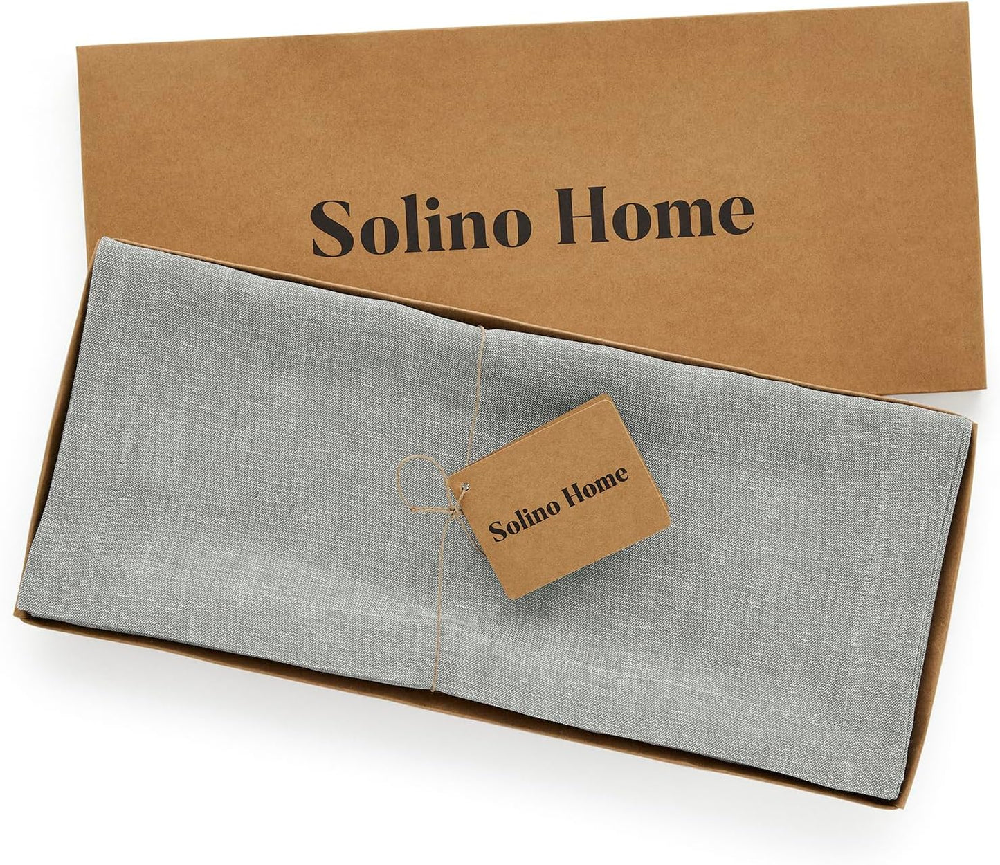 Solino Home Linen Table Runner 108 Inches Long - Athena, 100% Pure Linen Chambray Grey Table Runner 14 x 108 Inch for Dining, Fall, Autumn, Halloween, Thanksgiving