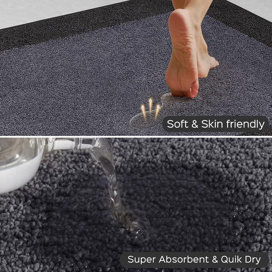 Machine Washable (24" x 36"+ 24" x 60"') Kitchen Rugs Set of 2, Non Slip Kitchen Mats for Floor, Absorbent Entrance Runner Rugs for Bedroom, Hallway, Bathroom, Door (Roll Packing)