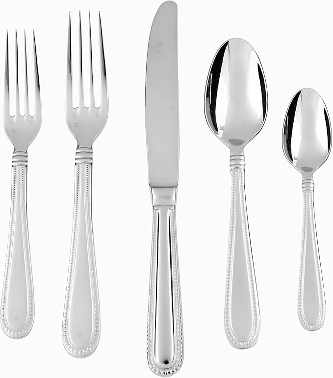 Fortessa Caviar 18/10 Stainless Steel Flatware Serving Spoon, 8.2-Inch