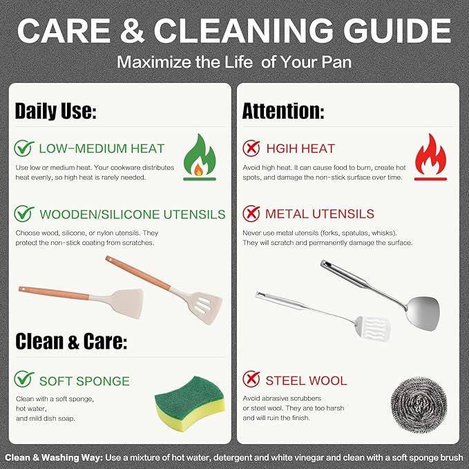 12 Inch Hybrid Non Stick Frying Pan Set Skillet Stainless Steel Skillet Chef's Pan with Matching Lid, PFOA-Free Non-Toxic Cookware, Dishwasher & Oven Safe, Induction Compatible All Cooktop