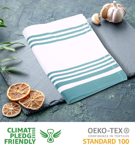 Urban Villa Easter Kitchen Towels 100% Cotton Pack of 6, Highly Absorbent Quick Drying Super Soft Premium Dish Towels for Kitchen with Hanging Loop Hand & Tea Towels - 20x30 Inch, (Aqua & White)