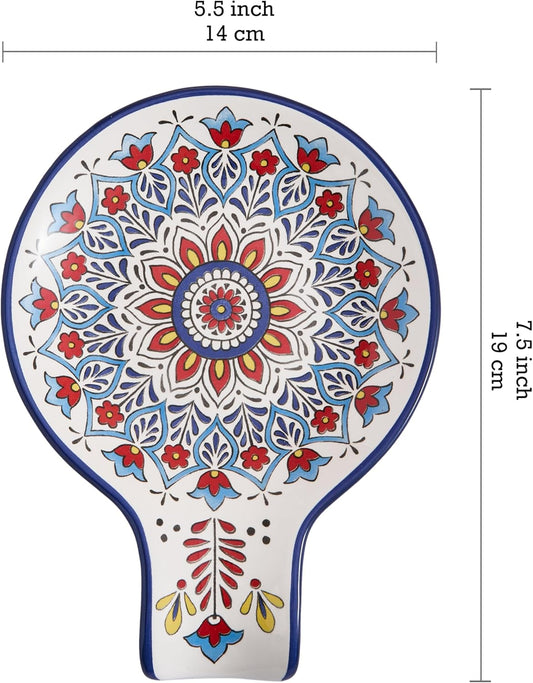 Bico Boho Totem Spoon Rest for Stove Top, Ceramic Spoon Holder for Kitchen Counter, Easy to Clean Coffee Spoon Rest Dishwasher Safe, Kitchen Cooking Utensil Rest for Ladles Spatula