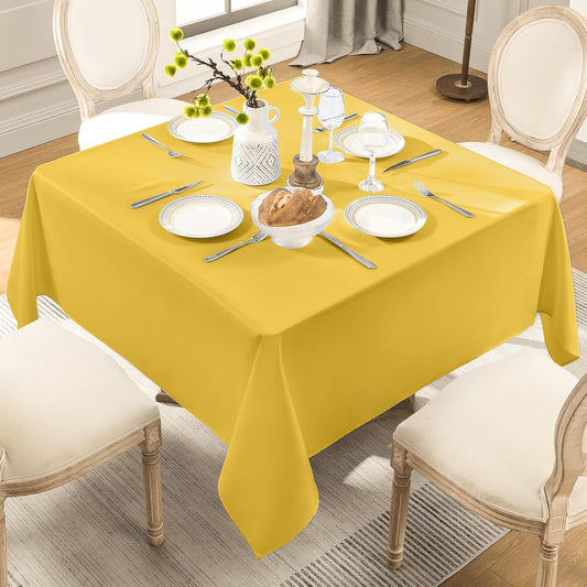 Square Tablecloth 52 x 52 Inch Yellow Tablecloths Stain-Wrinkle Resistant Washable Polyester Table Cloths for Holiday, Buffet Parties, and Weddinge 1pack