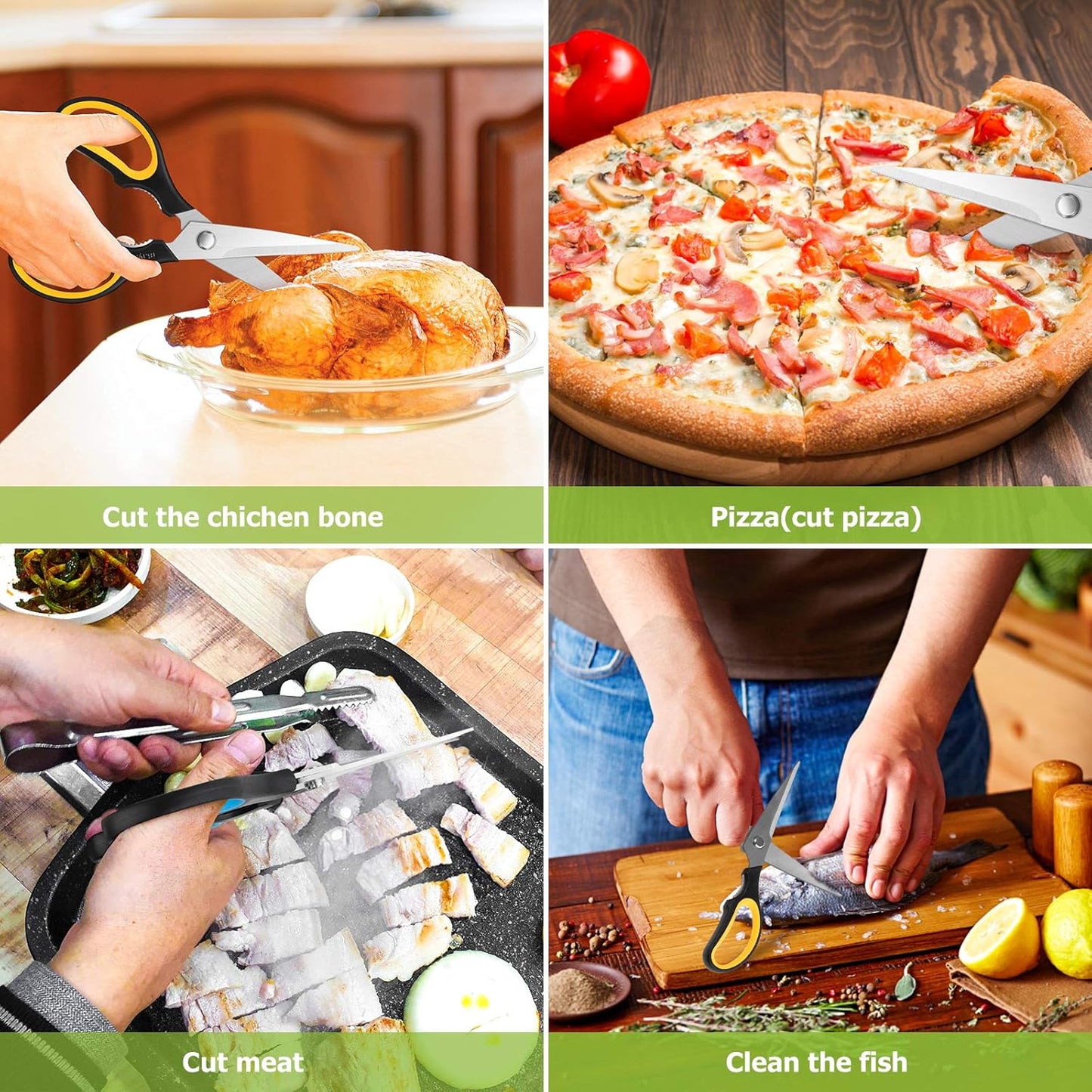 Kitchen Scissors, iBayam 2-Pack Kitchen Shears, 9 Inch Heavy Duty Dishwasher Safe Food Scissors, Multipurpose Stainless Steel Sharp Cooking Scissors for Kitchen, Chicken, Poultry, Fish, Meat, Herbs