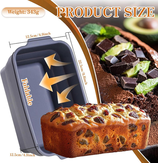 Bread Loaf Pan, Silicone Non-Stick Bakeware, Foldable Bread Toast Box Mold with Lid, Baking Pans for Breads, Cakes, Brownies