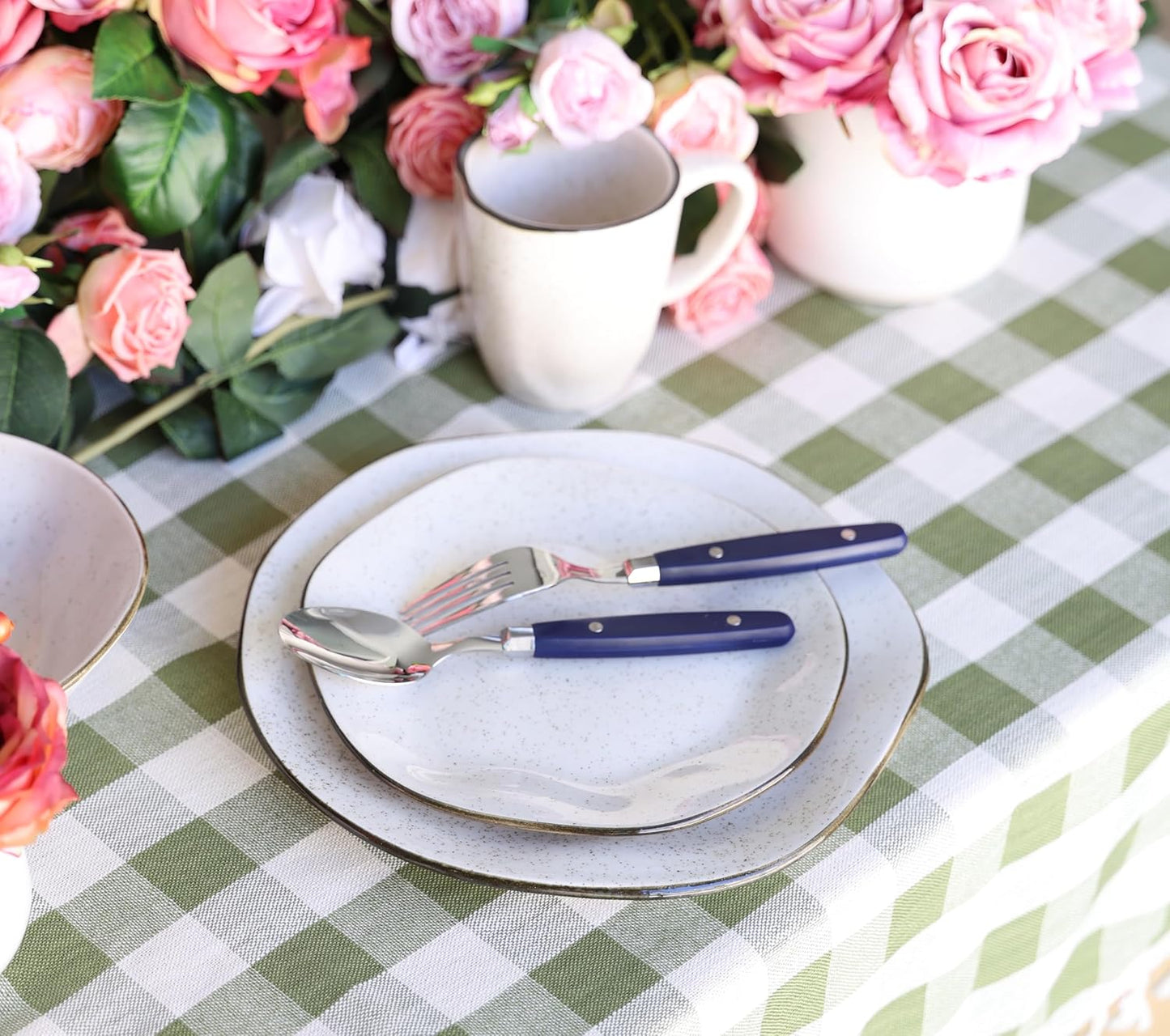 ANNOVA Silverware Set, Retro/Rivet Colorful Stainless Steel Tableware Kitchen Flatware Set Utensils, Includes Dinner Knives, Forks, Spoons, Salad Forks & Dessert Spoons (Navy Blue, 20 Pieces)