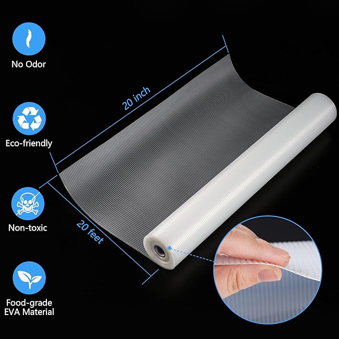 Shelf Liner,Non-Adhesive Drawer Liner,Food-Grade Material for Kitchen Cabinets Liner,Non-Slip Cupboard Liners Kitchen Drawer Liners Bathroom Shelves Liners (20 inches x 20 Feet x 2 Rolls)