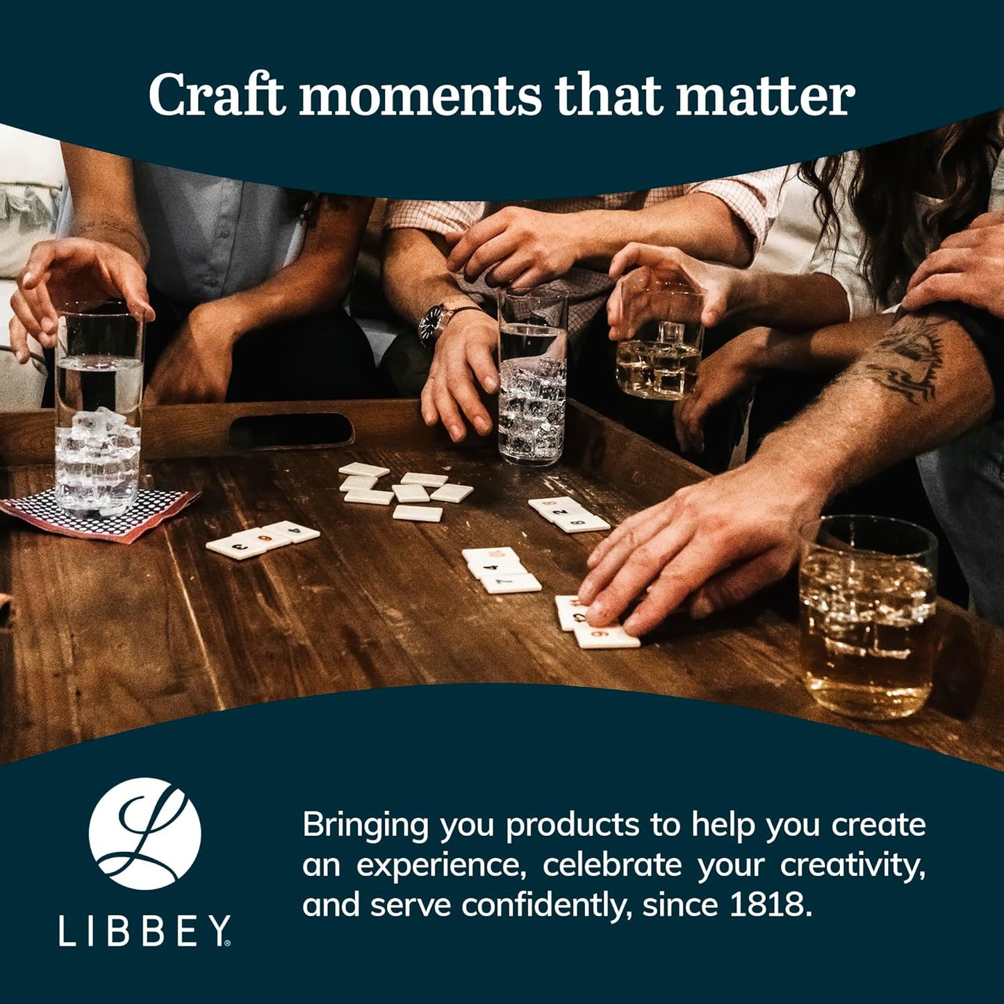 Libbey Hoops Tumbler and Rock Glass Set, Two Sized Nostalgic Retro Glass Cups Set, Dishwasher Safe Glasses Drinking Set of 16 for Any Occasion