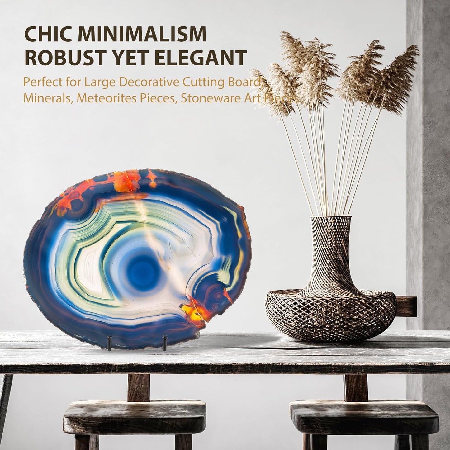 Plate Holder Large Display Stand - 2 Pack 12 Inch Oversized Plate Stands for Display Heavy Duty Artwork - Extra Big Metal Tabletop Easel for Decorative Platter | Picture Frame | Plaque | Book - Black