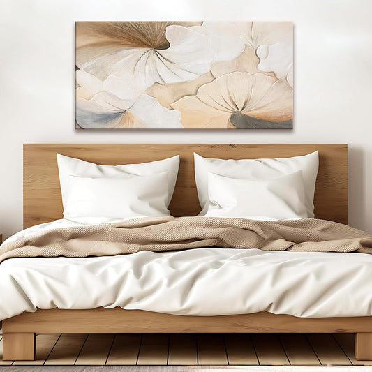 Suconvng Canvas Art Wall Decor Modern Minimalist Wall Decor Abstract Flower Paintings Brown White Flower Wall Art Prints Floral Art Pictures For Bedroom Kitchen Office Artwork 20"×40"