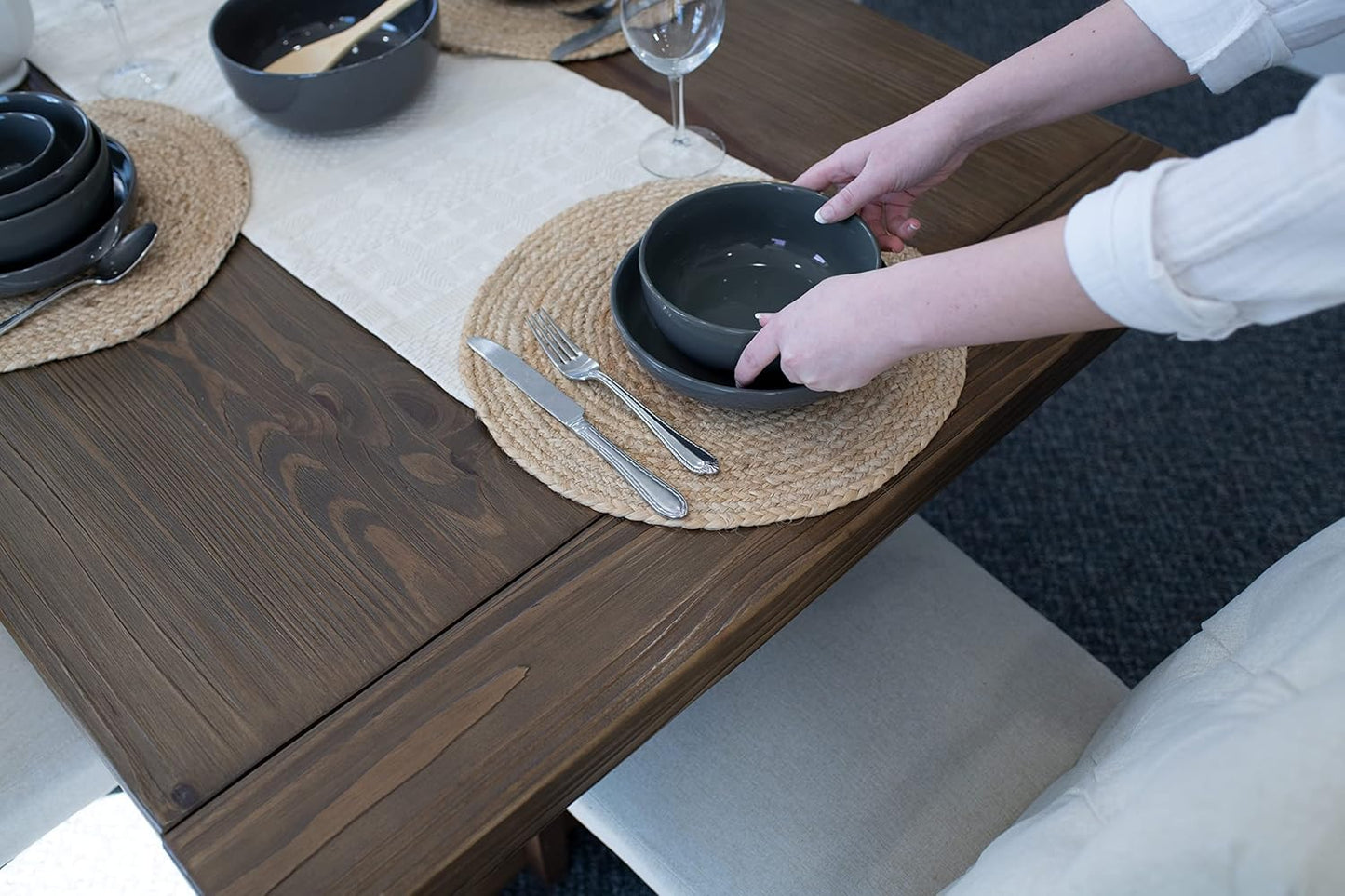 Elanze Designs Bistro Glossy Ceramic 6.5 inch Dinnerware Bowls Set of 4 - Perfect for Everyday uses from Soup, Pasta, Salad, Cereal, Ice cream, Ramen and Pho, Charcoal Grey