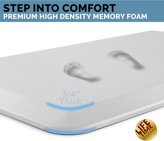 ComfiLife Anti Fatigue Floor Mat – 3/4 Inch Thick Kitchen Mats for Floor, Standing Desk Mat, Kitchen Rug – Comfort at Home, Office – Durable – Stain Resistant – Non-Slip Bottom (20" x 39", Silver)